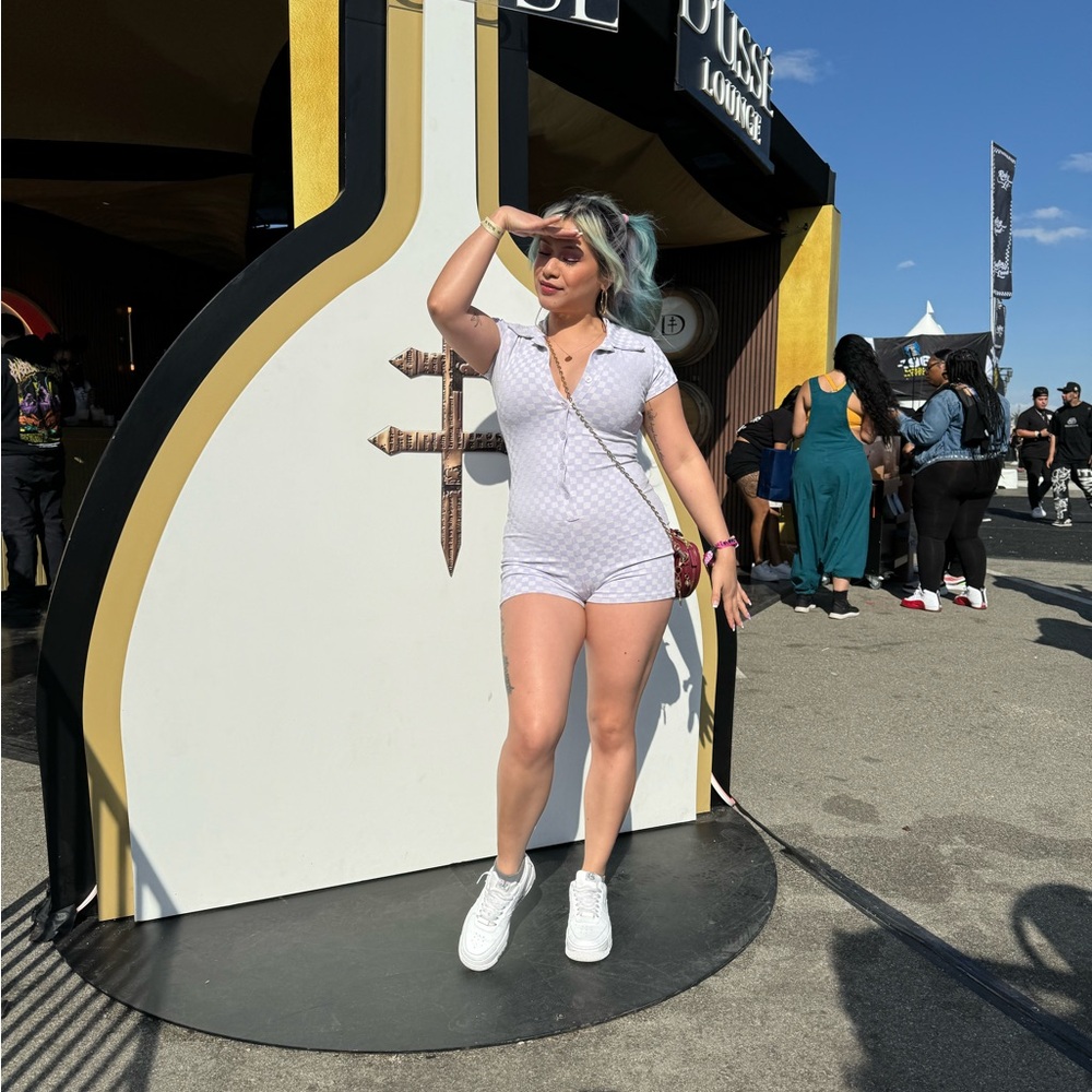 Frankie’s bikinis rose checkered romper